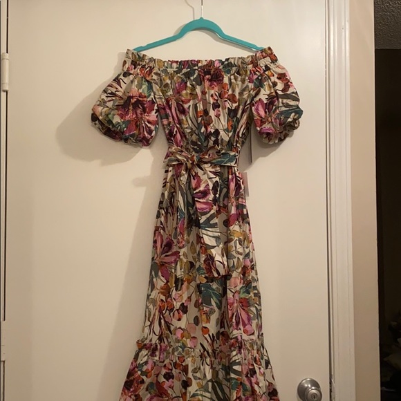 NWT | LULU’S Floral Off Shoulder Midi Dress | XS - Picture 5 of 11